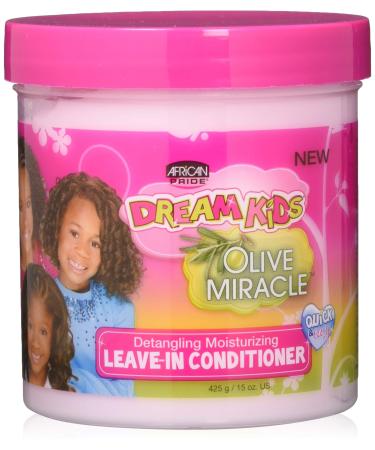 African Pride Dream Kids Olive Miracle Detangling Moisturizing Leave-In Conditioner - Contains Olive Oil  Moisturizes & Nourishes Coils & Hair Curls  15 Oz