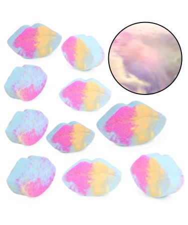 Toyland Pack of 10 Lip Shaped Bath Bombs Rainbow Fizzer Party Bag Fillers