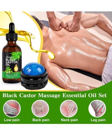 Jamaican Black Castor Oil 60ml | Organic Body Massage Oil for Relaxation & Fuller-Looking Skin | Cold-Pressed Castor Oil Roller Ball - Buy Online on SooperMarket.com