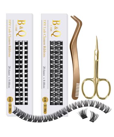 Lash Clusters Lash Ribbon 160 Clusters Lashes D Curl 10-16MIX DIY Lash Extensions Mega Volume B&Q LASH Individual Lashes Cluster Eyelash Ribbon With Lash Applicator Tool & Scissors (B03+B05 10-16MIX)