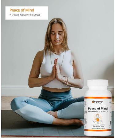 Orange Naturals - Peace of Mind - Ashwagandha and L-theanine 60 Caps - Ashwagandha KSM 66 L-Theanine - Stress and Anxiety Supplement - KSM 66 Ashwagandha Capsules 300mg and L Theanine 100mg - Buy Online on SooperMarket.com