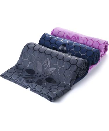 Non-Slip Hot Yoga Towel - Unique Two-Sided Design, Absorbent Microfiber, Dark Blue - Buy Online on SooperMarket.com