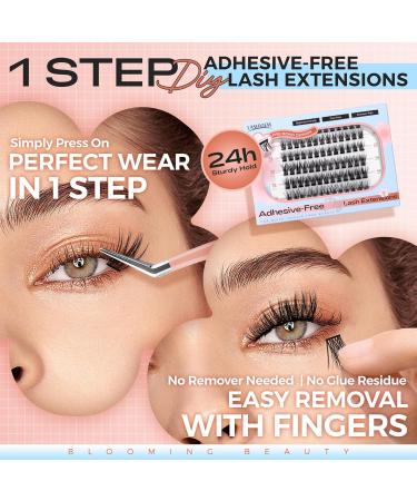 LASHVIEW Self Adhesive Eyelashes - D Curl Press On Lash Clusters Kit (10-16mm) | No Glue No Remover DIY Lash Extension - 78 Pcs with Applicator - Buy Online on SooperMarket.com