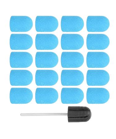 Nail Sanding Band Drill Bit with Shaft Nail Art Sanding Cap Polishing Grinding Sanding Bands Set for Home Salon Use Nail Polisher Sand Cap Nail Art Polishing Sanding Cap for Nail Drill (10 x(Blue)