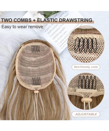 YEESHEDO Long Wavy Ponytail Hair Extension- 26 Inches Light Brown with White Highlights | Clip in Drawstring Curly Synthetic Hairpiece for Women - Buy Online on SooperMarket.com
