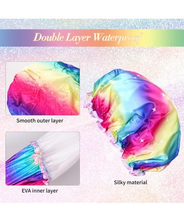 G2PLUS 2PCS Large Shower Cap for Long Hair - Colorful Hair Caps for Girls and Women - Reusable Bath Caps for Spa Home Use - Rainbow - Buy Online on SooperMarket.com