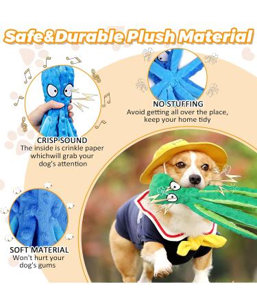 Wandergo Squeaky Dog Toys 2 PCS Octopus Dog Toy with Crinkle Paper Plush Dog Teeth Cleaning Toy Dog Soft Toy Durable Dog Toys for Large Dogs Medium Dogs Playing(Blue+Green) - Buy Online on SooperMarket.com