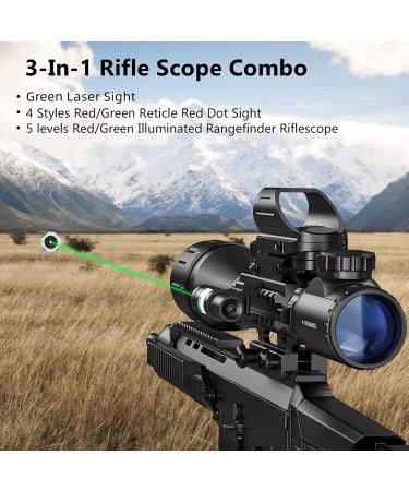 MidTen 4-16x50 Tactical Rifle Scope with Dual Illuminated Optics, Rangefinder, Reflex Sight, Holographic Reticle, and Laser Sight - Buy Online on SooperMarket.com