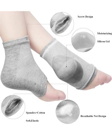 Aokbean Heel Socks - 2 Pairs Moisturizing Gel Socks for Dry Cracked Skin | Open Tip Silicone Foot Care for Men & Women (Black + Gray) - Buy Online on SooperMarket.com