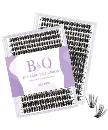 Lash Clusters DIY Individual Lashes 50D-0.07D-9-16MIX B&Q 300 PCS False Eyelash Cluster Volume Lashes Extension 30D 40D 50D D Curl Lash Clusters DIY lash Extensions at Home (50D-0.07D 9-16MIX) D-0.07-9-16 MIX 50D
