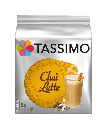 Tassimo Chai Latte Black Tea Milk Foam Beverage India Capsules 8 T-Discs