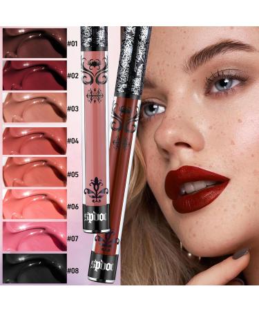 Buy 8 Colors Matte Liquid Lipstick Set - Long-Lasting Smudge Proof & Waterproof Velvet Black Lipstick for Women | Perfect Halloween Makeup Gifts - Buy Online on SooperMarket.com