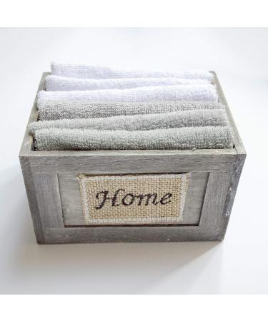 Brielle Home 6-Piece Washcloth Set in Wooden Crate - Grey & White - Buy Online on SooperMarket.com
