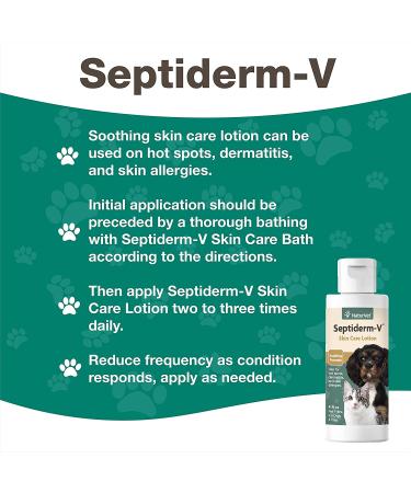 NaturVet Septiderm-V Skin Care Lotion for Dogs & Cats - Pet Health Supplement for Dermatitis, Allergies, Hot Spots, Rashes - 4 Oz - Buy Online on SooperMarket.com