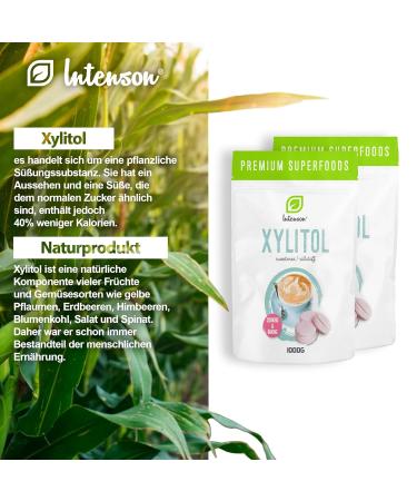 Intenson Xylitol 2x1kg - 100% Natural Low-Calorie Vegan Sweetener | Granulated Sugar Substitute - Buy Online on SooperMarket.com