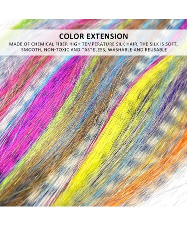 50 Pieces Colorful Synthetic Feather Hair Extensions with Iron Clip Hook and Loop 100 Silicone Loops Crochet Hair Extension Set Synthetic Hair Extension for Women Girls - Buy Online on SooperMarket.com