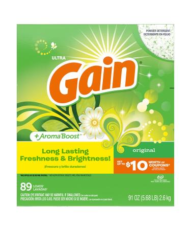 Gain Powder Laundry Detergent for Regular and HE Washers, Original Scent, 91 ounces (Packaging May Vary) Original 5.68 Pound (Pack of 1)