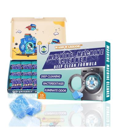 Wash Warrior Washing Machine Cleaner, Washer Machine Cleaner, Washing Machine Deep Cleaning Tablets, for All Machines Including He, Freshen Your Washing Machine (1 Packs/ 15Tablets) Blue