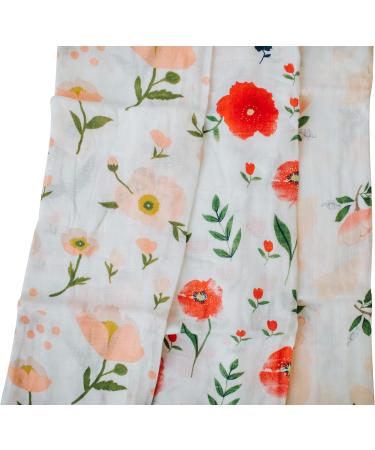 Luxury Bamboo/Cotton Large Muslin Blanket for Babies | Red Poppy Design | Soft & Comfortable Swaddle Blanket | 120cm x 120cm - Buy Online on SooperMarket.com