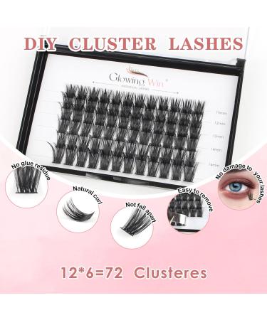 Glowing Win Single Eyelash Extensions - 72 PCs DIY Volume Cluster Lashes (10-16mm) - Natural Wispy Individual False Eyelashes - Buy Online on SooperMarket.com