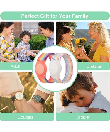 2 Pack Wristband for Airtag Kids  GPS Bracelet for kids Compatible with Apple Air Tag  Nylon Watch Band Tracker Case Strap Holder Accessories for Toddler Child Adult  Adjustable Anti-Lost(Rainbow) - Buy Online on SooperMarket.com