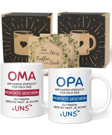 Gift set Grandma Grandpa Gifts - Grandma Grandpa Gift Christmas - Grandma Grandpa cup with saying - Grandma Grandpa grandson Gift (ceramic 330ml) Grandma & Grandpa 2 Set Gift - We - Red Blue Blue