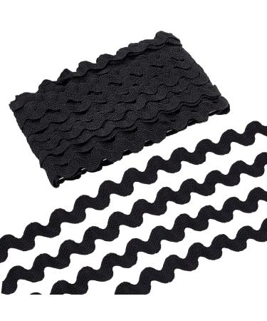 GORGECRAFT 11 Yards 10mm/0.4  Polyester Rick Rack Trim Wave Bending Fringe Trimming Ribbon Polypropylene Fiber Ribbons Apparel Accessories Decoration for DIY Crafts (Black)