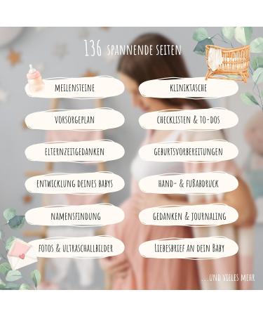 Meinbaby123 Premium Gold-Plated Pregnancy Diary - Gift for Expecting Moms | Mint Eucalyptus - Buy Online on SooperMarket.com