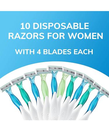 BIC Soleil Comfort Disposable Razors for Women - 10 Piece Set, Aloe Vera & Vitamin E, 4 Blades - Buy Online on SooperMarket.com