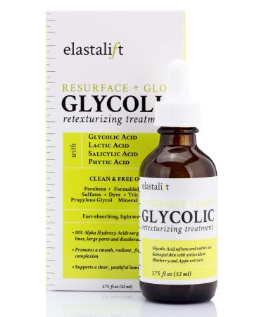 Elastalift Resurfacing Glycolic Acid Facial Peel Serum Anti-Aging Dark Spot Corrector Facial Peel Reduces Enlarged Pores Minimizes Fine Lines Evens Skin Tone Exfoliating Chemical Peel 1.75 Fl Oz