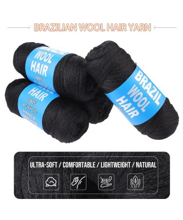 RuiYok 4Pcs Natural Black Brazilian Wool Hair for Braids - Acrylic Hand Knitting Yarn for Hair Braiding & Extensions - Jumbo Braids, Faux Locs & Senegalese Twists (1B) - Buy Online on SooperMarket.com