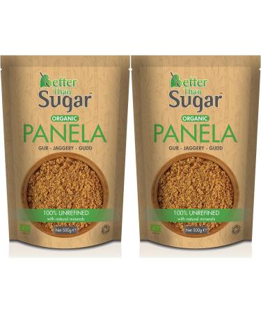 Panela Brown Contains Natural Minerals Organic Jaggery Unrefined Whole Cane Juice Suitable for Vegans GMO Free Better Than Sugar | Pack of 2 (500g) 500 g (Pack of 2)