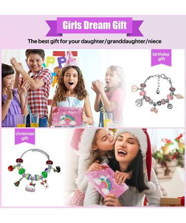 Charm Bracelet Making Kit - 150 Pcs Jewelry Supplies with European Beads, Charms, Snake Chains - Unicorn Gifts Set for Teen Girls and Kids 5-12 - Buy Online on SooperMarket.com
