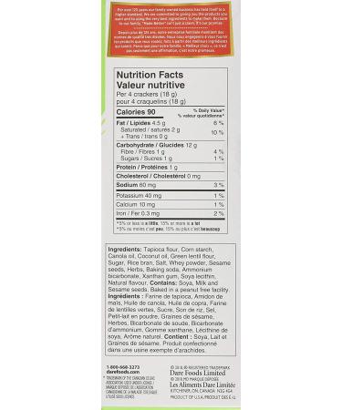 Dare Breton Gluten Free Herb Garlic Crackers 4.76 oz - Delicious & Crunchy Snack - Buy Online on SooperMarket.com