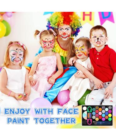 40-Piece Kids Face Paint Kit | 20 Colors with Stickers, Brushes, Sponges & Split Cake | Professional Face Painting Set - Buy Online on SooperMarket.com