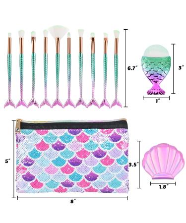 Mermaid Makeup Brush Set with Cosmetic Bag - 13 PC Beauty Tools and Sequins Case - Buy Online on SooperMarket.com