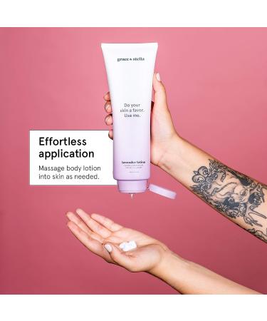 Lavender Body Lotion (16 oz) - Vegan Moisturizing Lavender Lotion for Men and Women - Paraben and Cruelty-Free - Scented by Grace & Stella - Calming Hand & Body Moisturizer - Buy Online on SooperMarket.com
