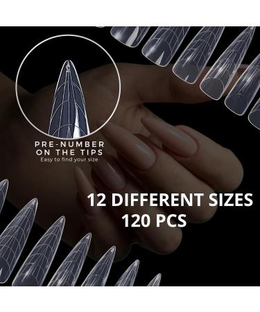 Dual Nail Forms ALMOND Extension - 12 Sizes Full Cover Molds for Poly Nail Gel | Perfect for Salon & DIY Nail Art - Buy Online on SooperMarket.com