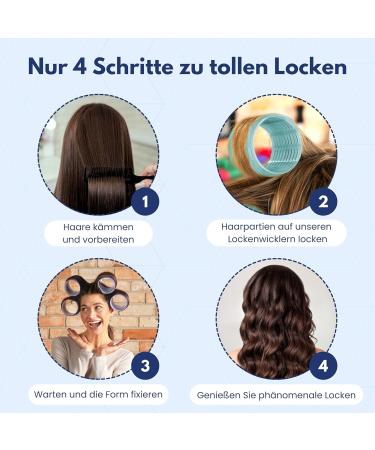 Ponik's Self-Adhering Hair Roller Curlers Set - 6 Jumbo 76mm Curling Winders for Perfect Curls - Blue - Buy Online on SooperMarket.com