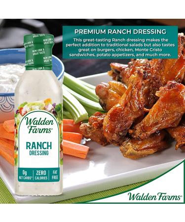 Walden Farms Ranch Dressing 12 oz - Sugar Free, Non-GMO, 0g Net Carbs - 2 Pack 12 Fl Oz Bottle - Fresh & Delicious Salad Topping - Buy Online on SooperMarket.com