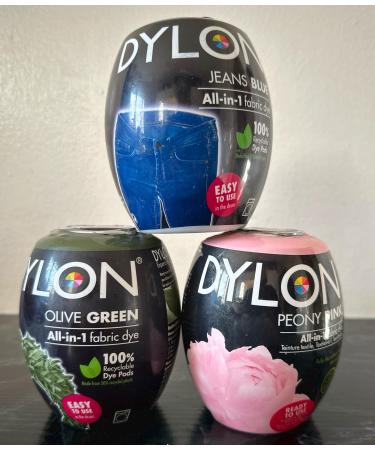 Dylon Machine Dye Pod 350g Box of 3 Olive Green/Jeans Blue/Peony Pink by PADMASHRE