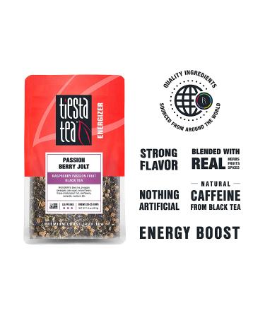 Tiesta Tea Passion Berry Jolt - Raspberry Passion Fruit Black Tea, High Caffeine, Loose Leaf, 1.5 oz Pouch â€“ 25 Cups - Buy Online on SooperMarket.com