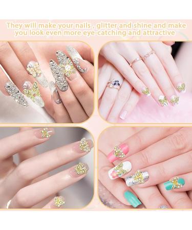 28 pcs Gold Butterfly Nail Charms - 3D Nail Diamonds Rhinestones for Nail Art Design - Buy Online on SooperMarket.com