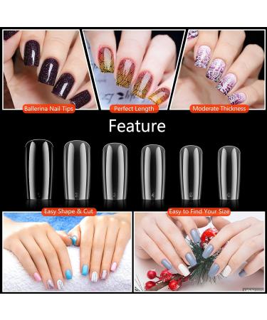 Square Nail Tips BOLASEN Clear Square False Nails with Glue 500Pcs Square Full Cover False Nail Tips Clear Fake Nails Squoval Shape Acrylic Nail Tips for Nail Salon & Home DIY 10 Sizes 501 Count (Pack of 1) - Buy Online on SooperMarket.com