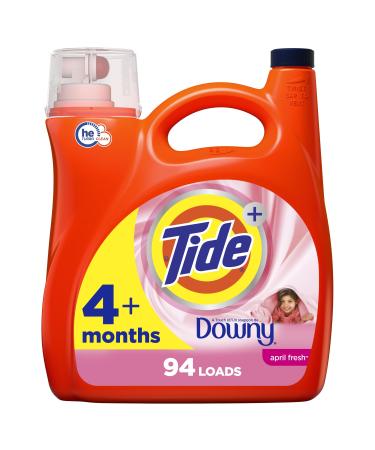 Tide plus Downy Liquid Laundry Detergent Soap April Fresh Scent HE Compatible 94 Loads 132 fl oz April Fresh 132 Fl Oz (Pack of 1)