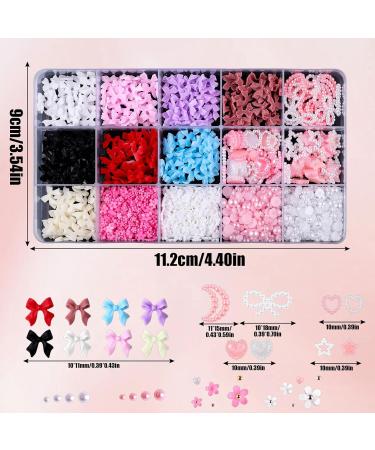 1000 PC 3D Nail Decorations Set - Pink & White Heart Charms Loop Nodes & Strass Stones for DIY Manicure & Jewelry - Buy Online on SooperMarket.com
