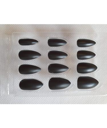 Fat-catz-copy-catz 24x Full Coverage Smooth Matte Stiletto pointed False Fake salon Nails Makeup (24x Matte Black Nails) - Buy Online on SooperMarket.com