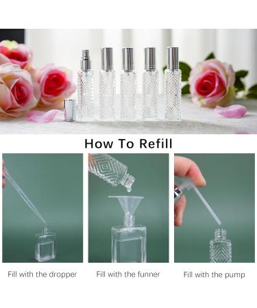 Yu Feng 12-Piece Taj Mahal Style Clear Glass Atomizer Spray Bottles - Refillable Perfume & Essential Oil Set with Funnel & Pipettes | International Shipping - Buy Online on SooperMarket.com