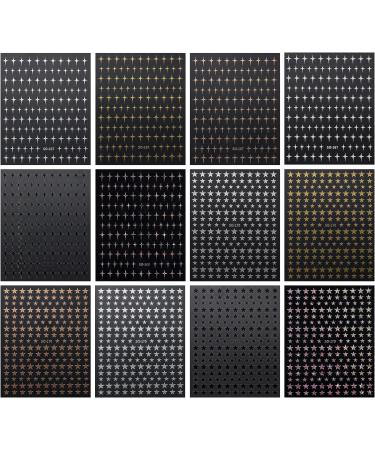 JMEOWIO 12 Sheets Colorful Star Nail Art Stickers Decals - Self-Adhesive Silver Design Decoration Supplies - Buy Online on SooperMarket.com