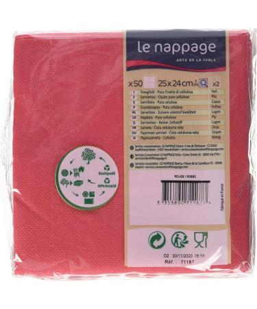 Buy FSC Certified Red Paper Napkins - Recyclable & Biodegradable - 50 Pack - 24x24 cm - Le Nappage - Buy Online on SooperMarket.com